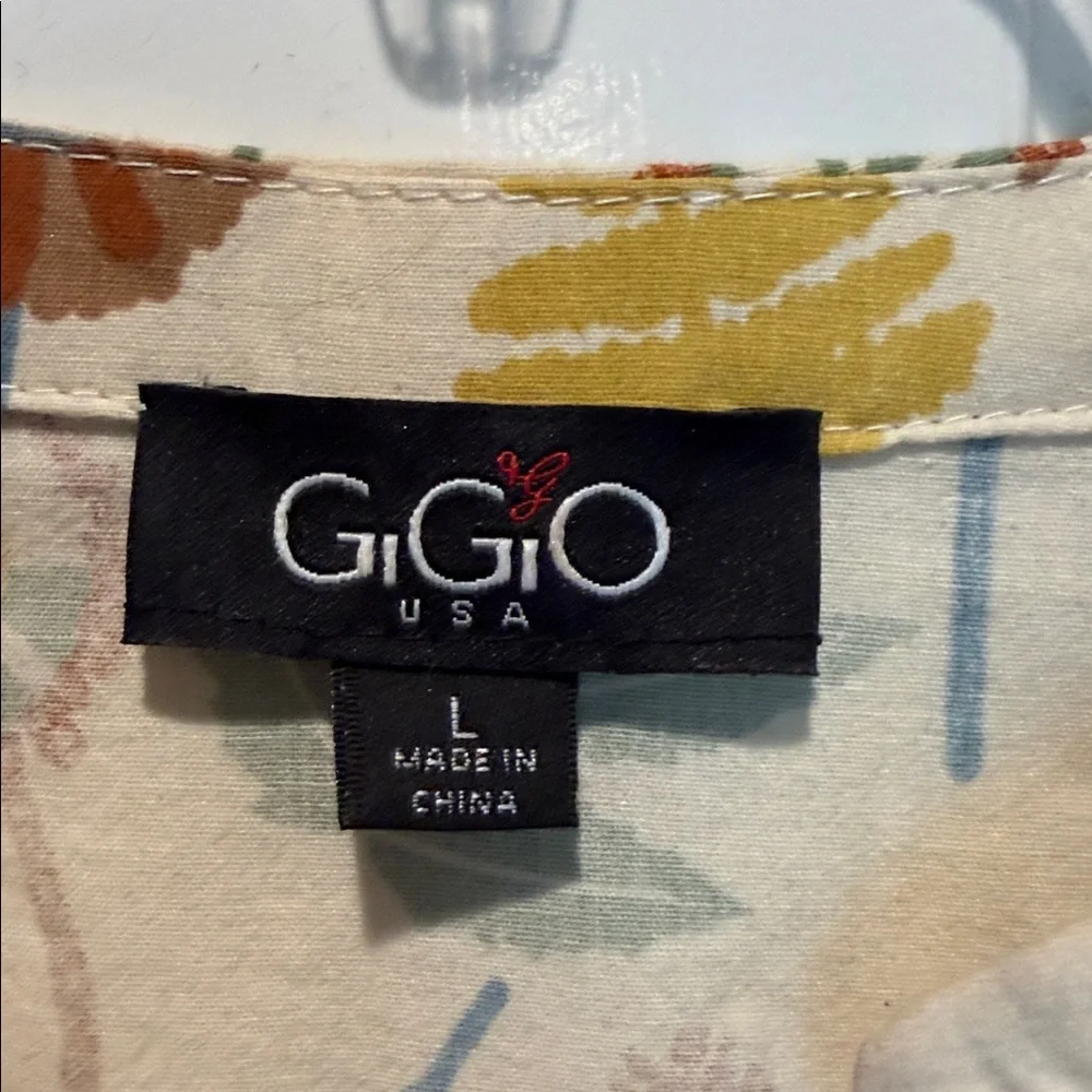 GiGiO USA Cream Floral Button-Down Dress with Yellow & Blue Motifs - Picture 2 of 3